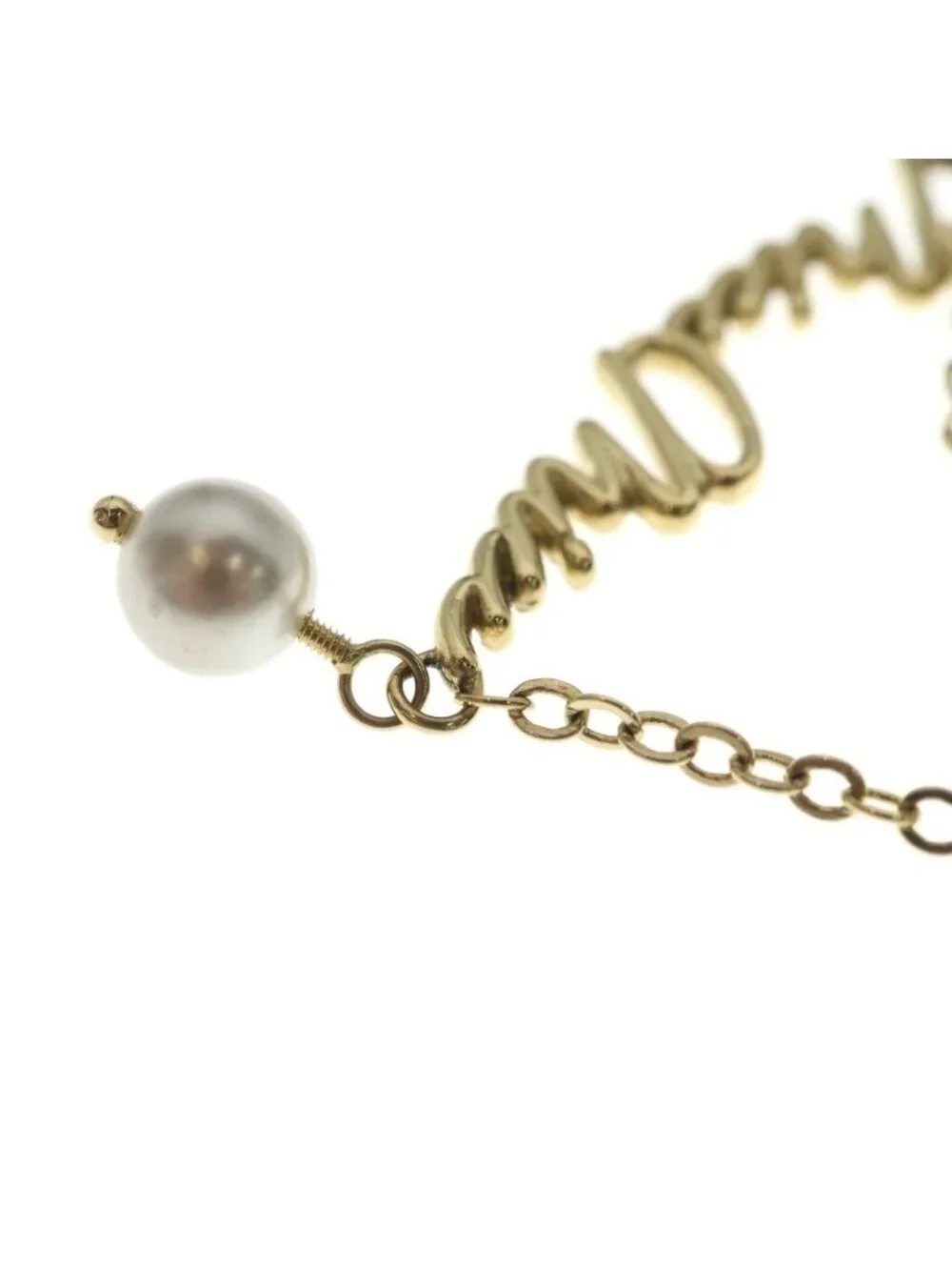 Miu Miu Logo Pearl Bracelet Gold